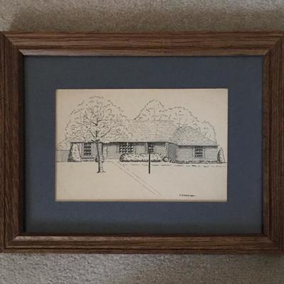 Lot 112 - Framed Pencil an Pen Artwork 