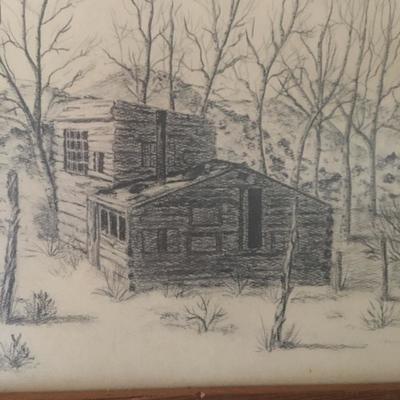 Lot 112 - Framed Pencil an Pen Artwork 