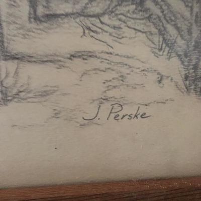 Lot 112 - Framed Pencil an Pen Artwork 