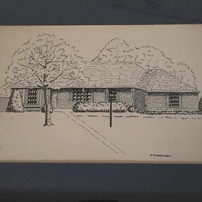 Lot 112 - Framed Pencil an Pen Artwork 