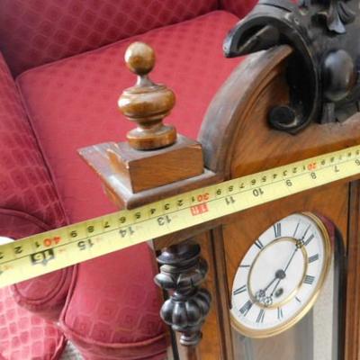 German Wall Clock with Solid Wood Case and Enamel Face (Not Working)