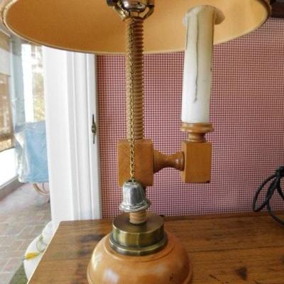 Vintage Wood Candle Holder Post Lamp