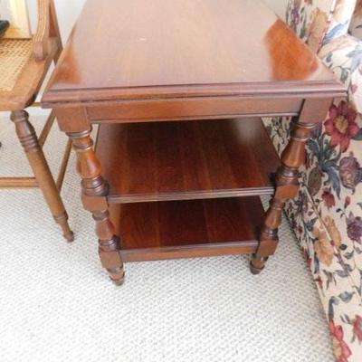 Mahogany Side Table with Stretcher Shelves 16