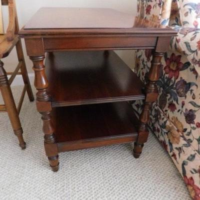Mahogany Side Table with Stretcher Shelves 16