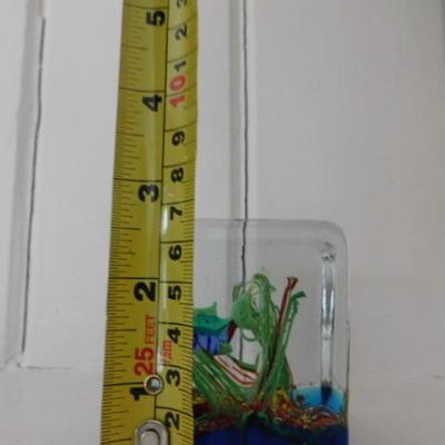 Italian Murano Glass Aquarium Paperweight 3"x3"