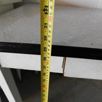 Metal Enamel Top Table with Wood Frame and Drawer 39"x25"x29"