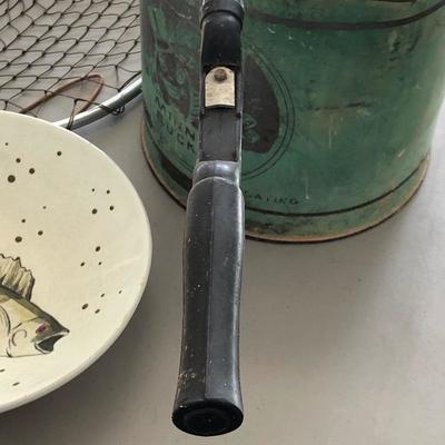Lot 121- Fishing Pole, Bucket and Net