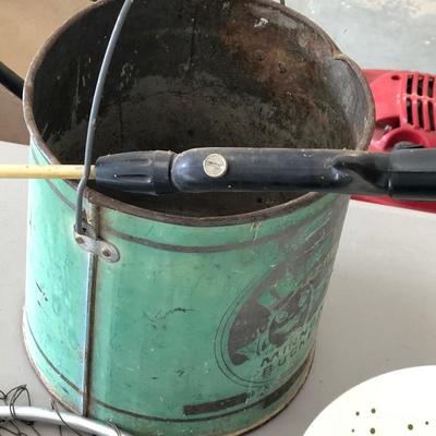 Lot 121- Fishing Pole, Bucket and Net