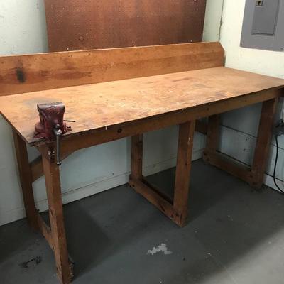 Lot 129 - Workshop Bench, Pegboards and Light