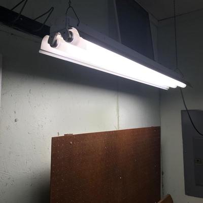 Lot 129 - Workshop Bench, Pegboards and Light