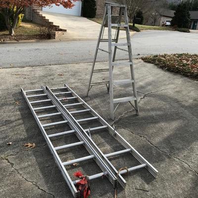 Lot 131 - 17â€™ Extension Ladder and 6â€™ Stepladder 