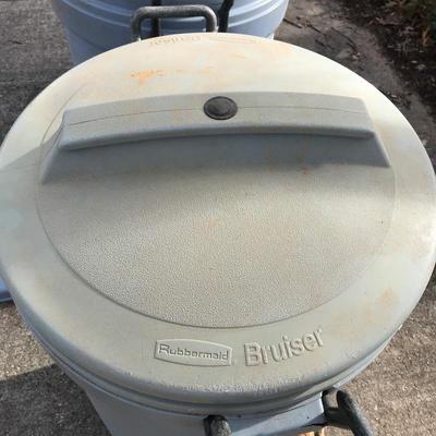 Lot 133 - Two Rolling Rubbermaid Bruisers and Sears Refuse Can