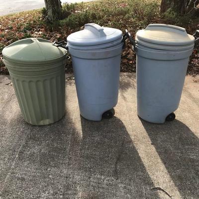 Lot 133 - Two Rolling Rubbermaid Bruisers and Sears Refuse Can
