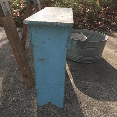 Lot 134 - Saw Horse, Bench and Galvanized Buckets