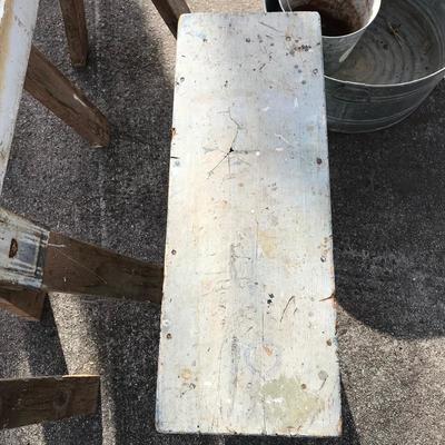 Lot 134 - Saw Horse, Bench and Galvanized Buckets