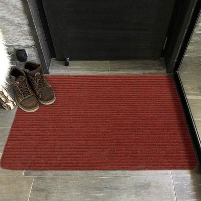 Entrance Scraper Indoor/Outdoor Doormat, Dark Red - New