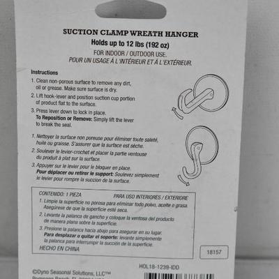 3x Suction Clamp Wreath Hangers, Indoor/Outdoor - New