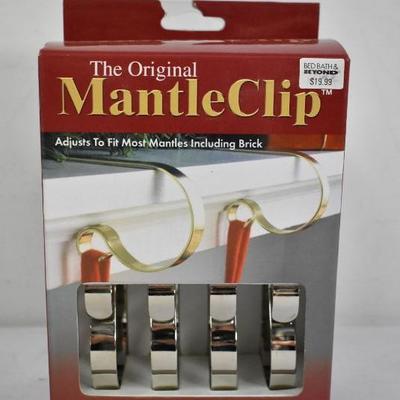 The Original Mantle Clip, Set of 4, SIlver Toned Metal - New