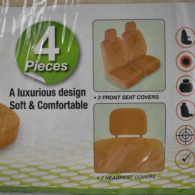 Car Seat Covers for 2 Seats & 2 Headrests, Beige Premium - New - $28 Retail