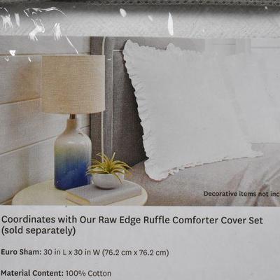 Euro Pillow Sham, White, by Better Homes and Gardens Raw Edge Ruffle - New