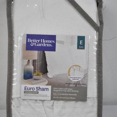 Euro Pillow Sham, White, by Better Homes and Gardens Raw Edge Ruffle - New