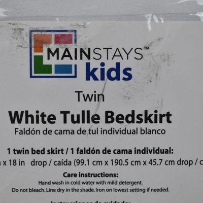 Twin Size Tulle Double Layer Bedskirt, White, by Mainstays Kids - New