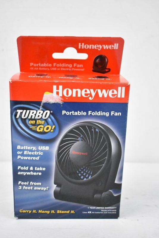 Portable Folding Fan by Honeywell Turbo Model HTF090B, Black New