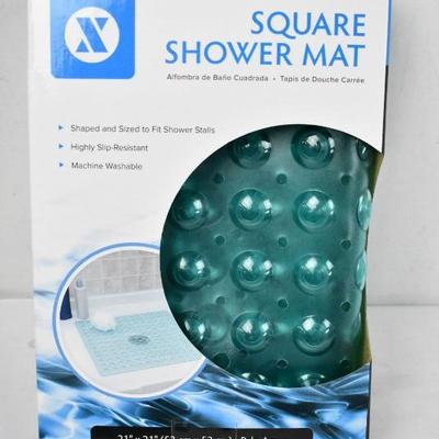Square Shower Stall Mat, Pale Aqua, 21