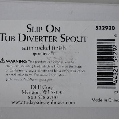 3x Slip-On Tub Diverter Spouts: 1 Polished Chrome & 2 Satin Nickel - New