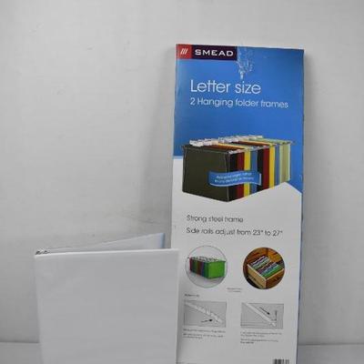 Avery 3-Ring Binder, White 1/2" & Smead Hanging Folder Frames, Letter Size - New