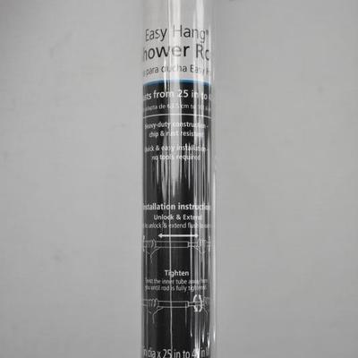 Shower Curtain Rod: Mainstays Easy-Hang Adjustable 40" Tension Rod, White - New