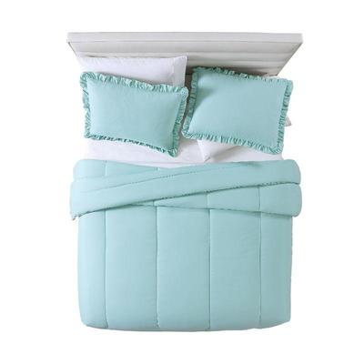 Full/Queen Comforter Set: Mainstays Ruffle Edge, Mint - New