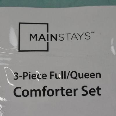 Full/Queen Comforter Set: Mainstays Ruffle Edge, Mint - New