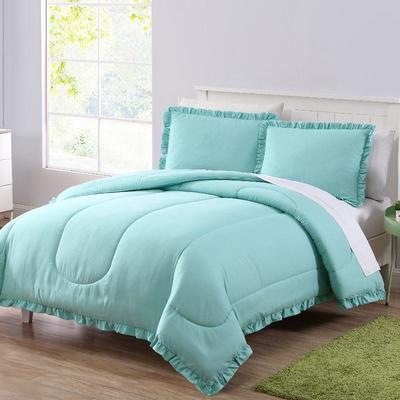 Full/Queen Comforter Set: Mainstays Ruffle Edge, Mint - New