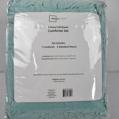 Full/Queen Comforter Set: Mainstays Ruffle Edge, Mint - New