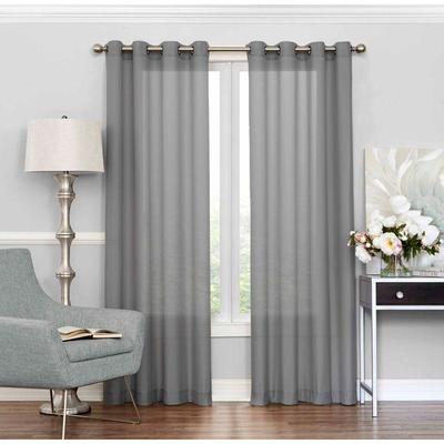 Light Filtering Sheer Curtain Panel, Gray, Grommeted. 52x84" - New, No Packaging