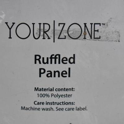 White Curtain Panel, Ruffled, by Your Zone: 42" x 63" - New, Open Package