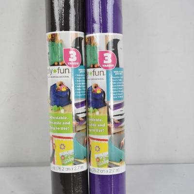 Oly-Fun Multi-Purpose Material. 30"x3 Yds: Jelly Purple & Hot Fudge Brown - New