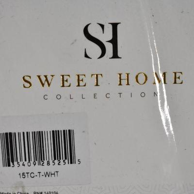 Sweet Home 3 Piece Twin Size Sheet Set, White, 1800 Thread Count - New