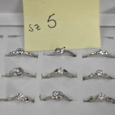 Costume Jewelry Rings: Size 5, Qty 9, All Different - New