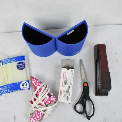 6 Piece Office/School/Craft Supplies: Stapler, Staples, Glue Gun, Scissors, etc