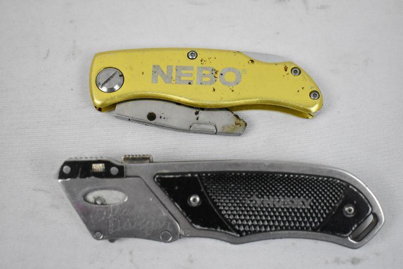 2 Razor Blade Box Cutters Yellow Nebo & Black Husky