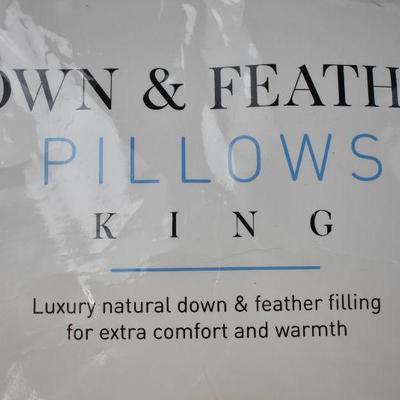 2 King Size Pillows: Down & Feather Natural Luxury
