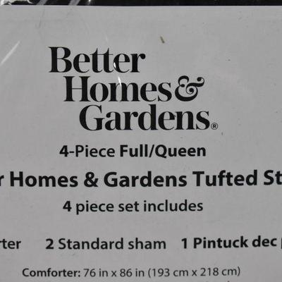 BH&G Tufted Stripe Full/Queen Comforter Bedding Set, No Shams, Black & White