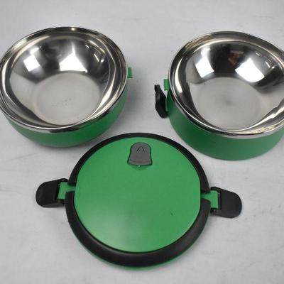 Portable Lunch Box, Green, Stainless Steel