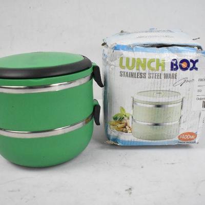 Portable Lunch Box, Green, Stainless Steel