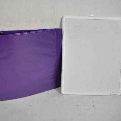 Whiteboard 10" x 13" and Purple 3-Ring Binder (Bent) 2"