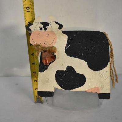 4 Piece Cow Decor: Cookie Jar, Napkin Holder, Wall Decor