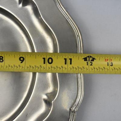 4 Round Pewter Platters Round, 1 Large/3 Medium, Queen Anne Pewter