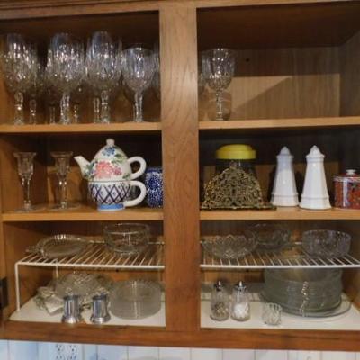 2 of 3:  Cabinet Two of Clear Glass, Crystal, and Micellaneous Items